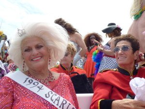 Scarlet Oh! Joan Van Ness, Homecoming Queen of 1994 with one of her royal guards, sans the bearskin hat.