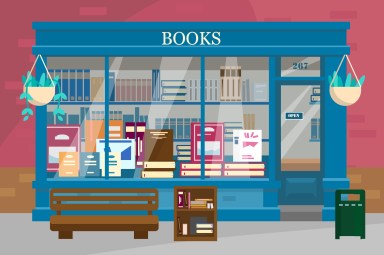 Vector illustration of european book shop
