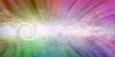 Rainbow Spiralling Vortex Background Banner –