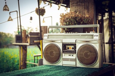 Retro old radio tape cassette player