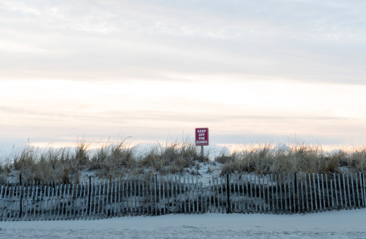 Sand Dunes sign at Smith Point County Park